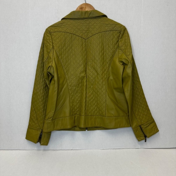 Bradley Bayou 100% Genuine Leather Olive Green Quilted Jacket size Medium - Picture 2 of 13